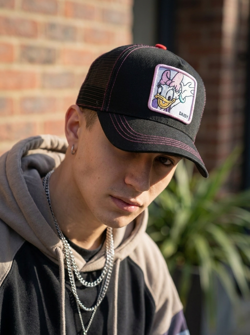 Capslab Black Daisy Duck "The Farm" Trucker Hat