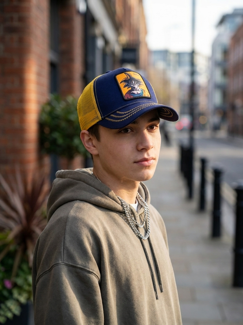 Capslab Navy & Yellow Dragon Ball Z Goku Trucker Cap
