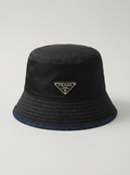 Black Nylon Bucket Hat with Denim Edge