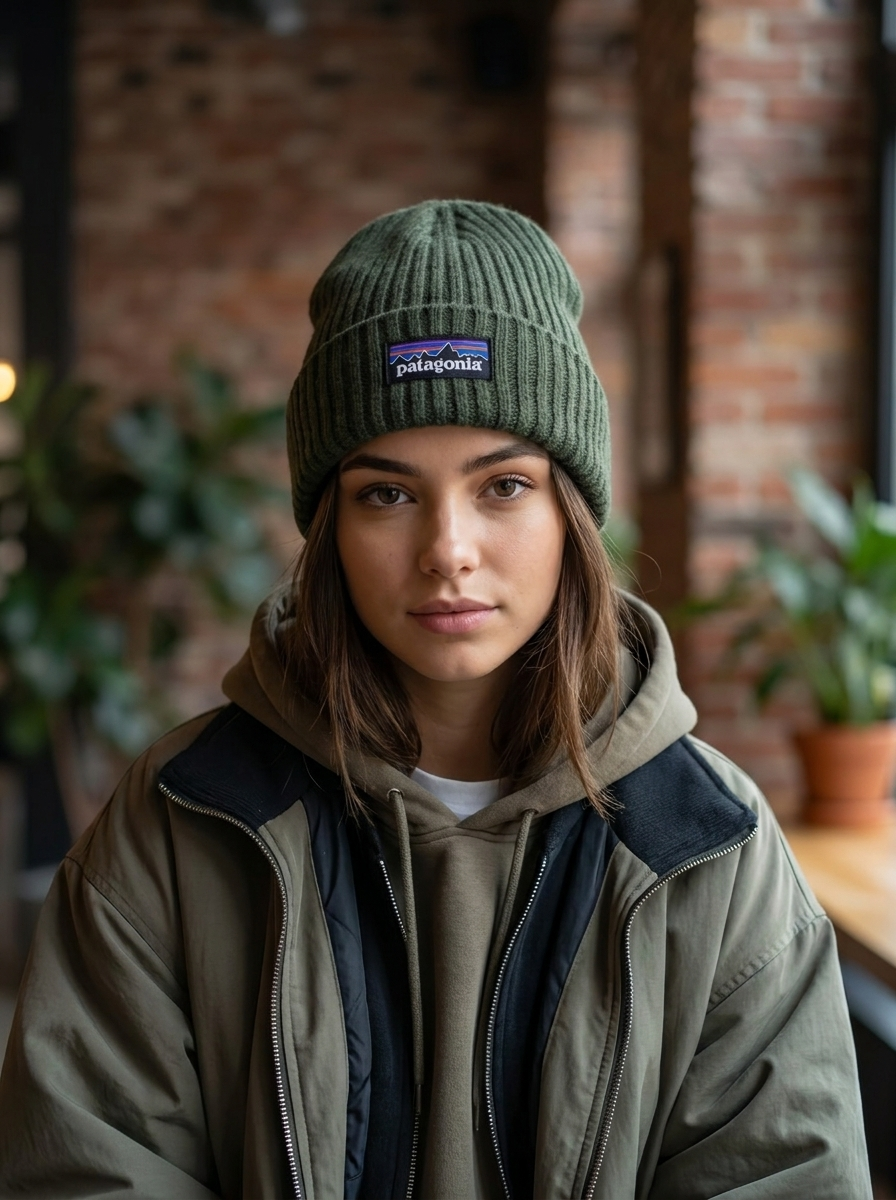 Patagonia Green Fisherman Logo Badge Beanie