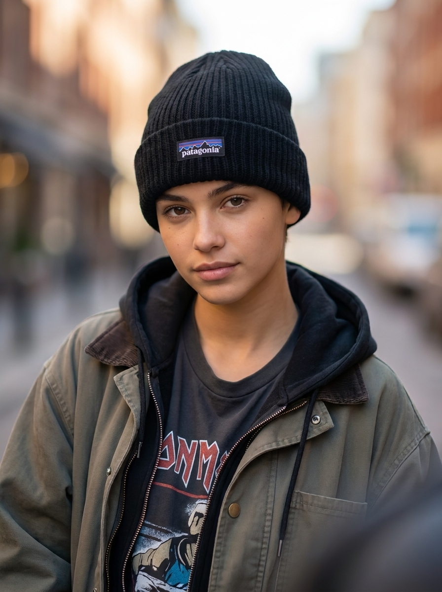 Patagonia Knit Cuffed Black Beanie Hat