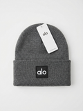 Alo Yoga Ribbed Knit Cuffed Dark Grey Beanie