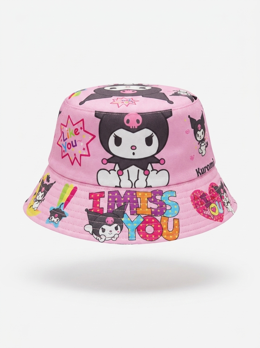 Sanrio Kuromi "I Miss You" Graphics Bucket Hat