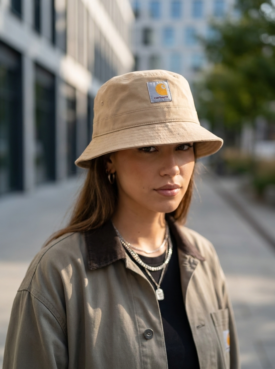 Carhartt WIP Logo Patch Hamilton Brown Canvas Bucket Hat