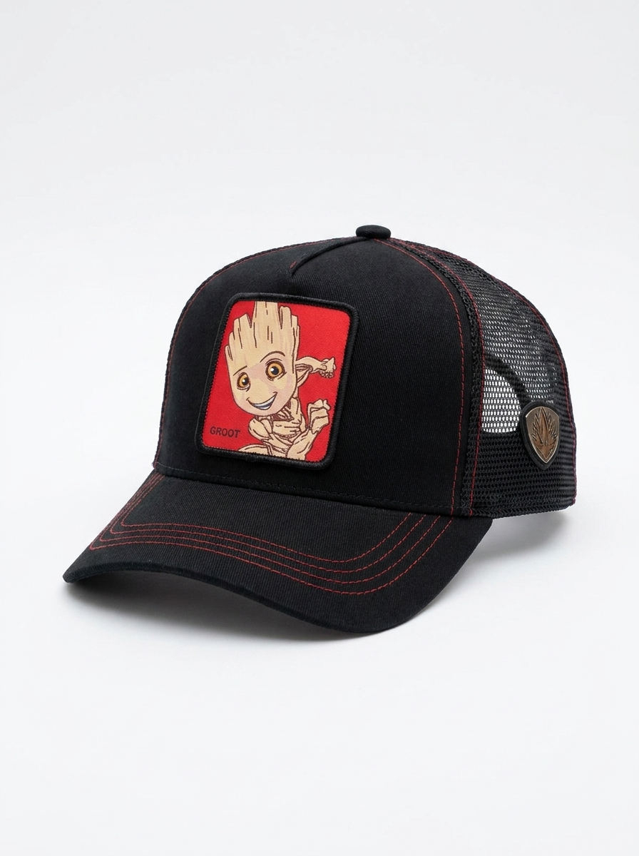 Capslab Classic Black & Red Marvel Groot Trucker Cap