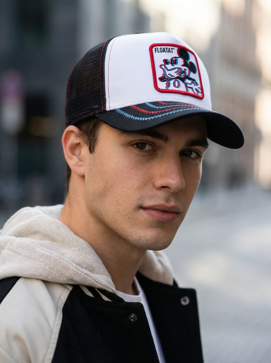 Capslab Disney Mickey Black Floatin Trucker Snapback Cap