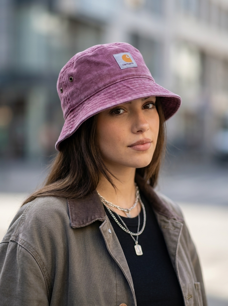 Carhartt Washed Cotton Burgundy Bucket Hat