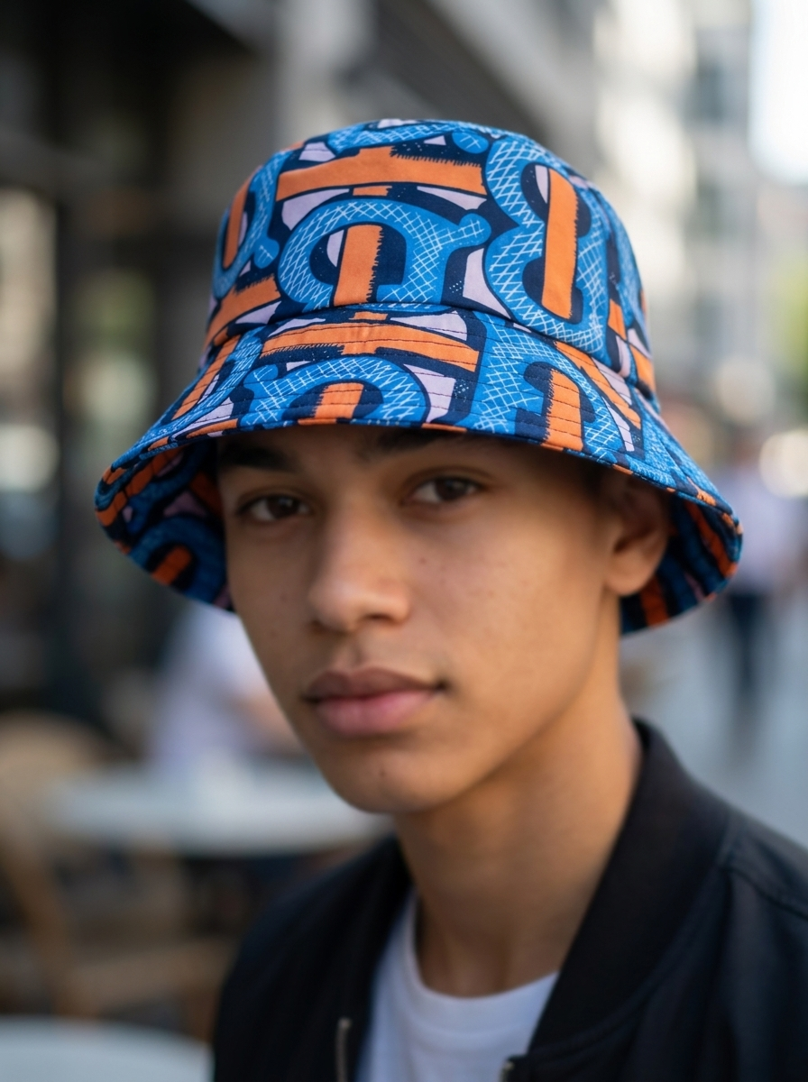 Heritage Blue & Orange Monogram Bucket Hat
