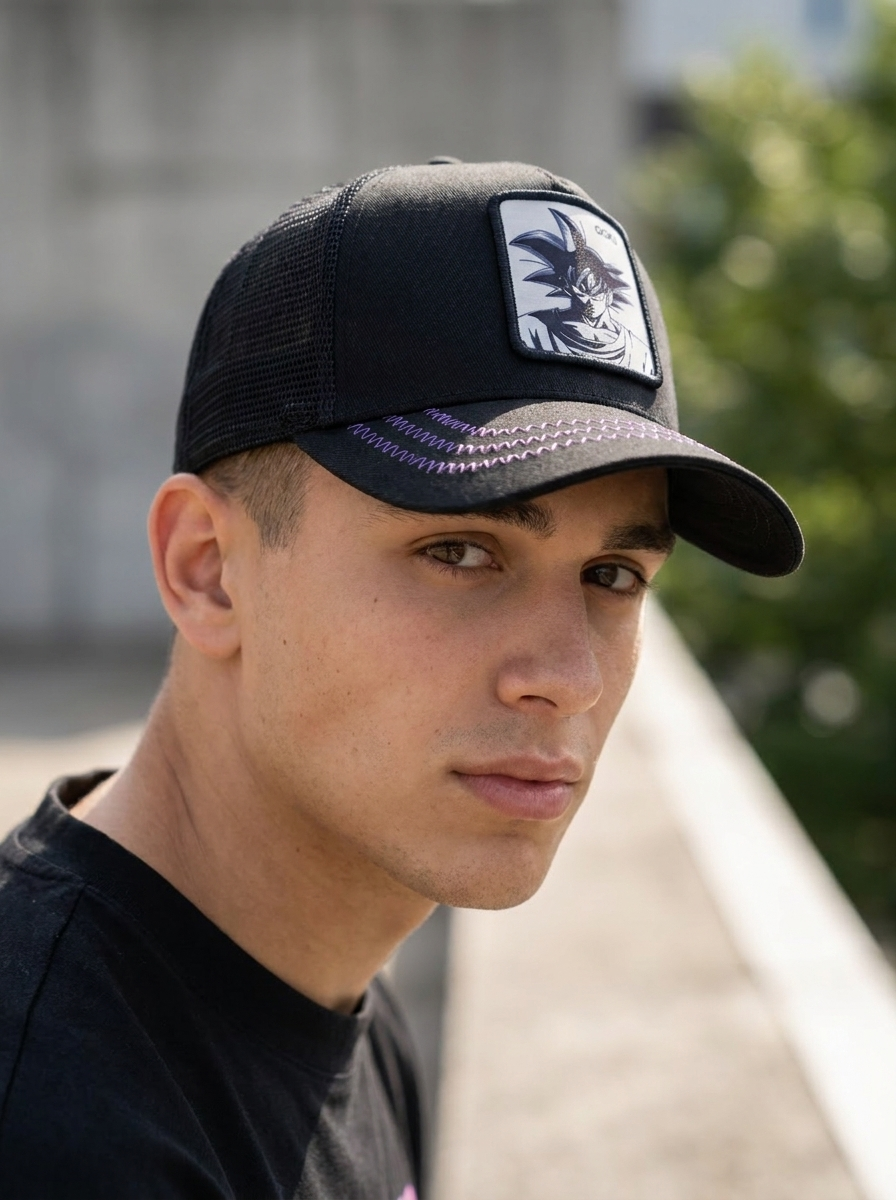 Capslab Black Goku Dragon Ball Z Mesh Trucker Hat