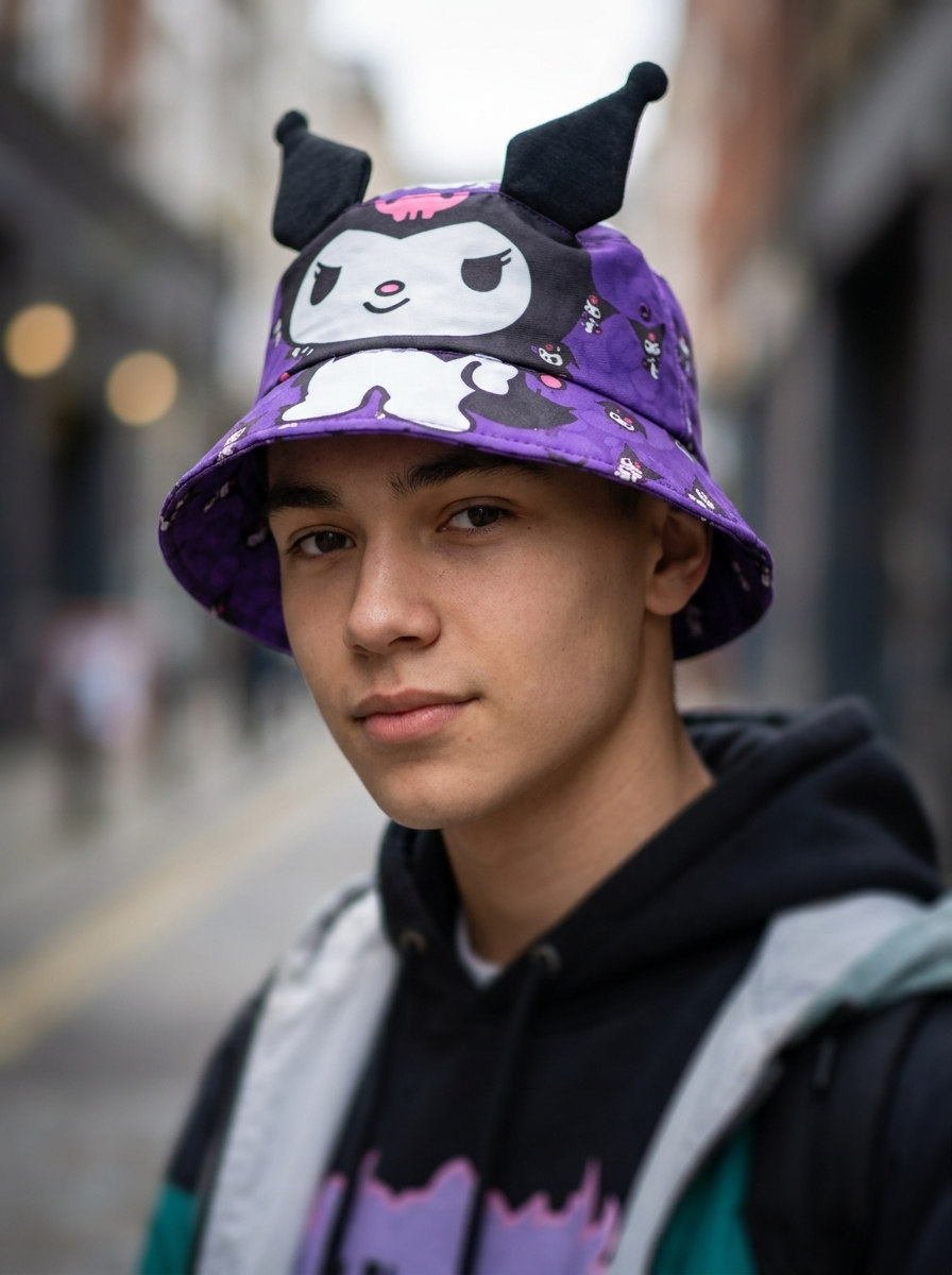 Sanrio Kuromi Mischievous Purple All-Over Print Bucket Hat