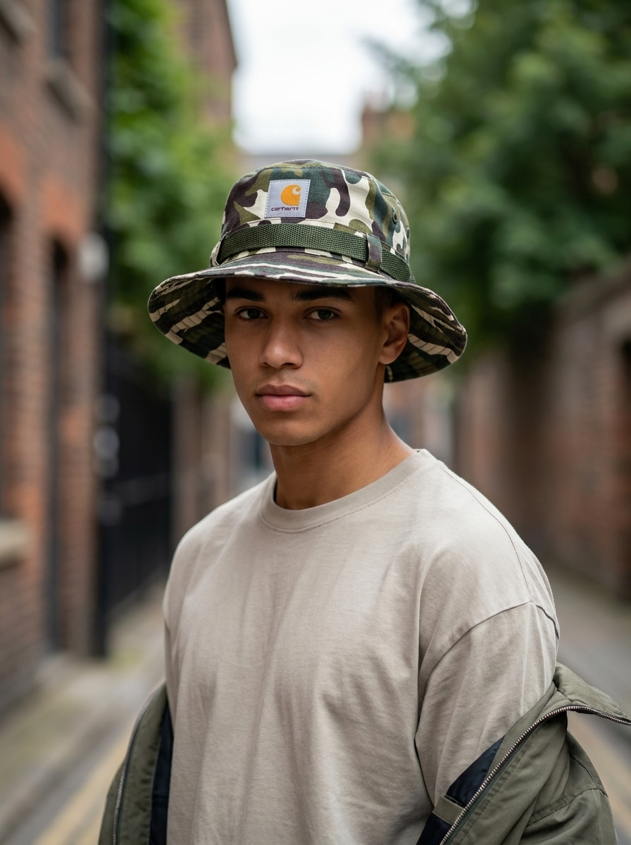 Carhartt Green Camouflage Wide-Brim Bucket Hat