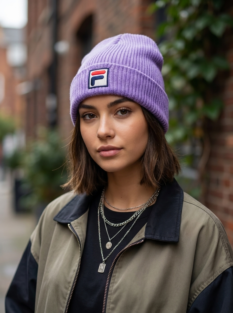 Fila Heritage Lavender Unisex Ribbed Knit Beanie