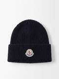 Ribbed Knit Wool Black Unisex Beanie One size
