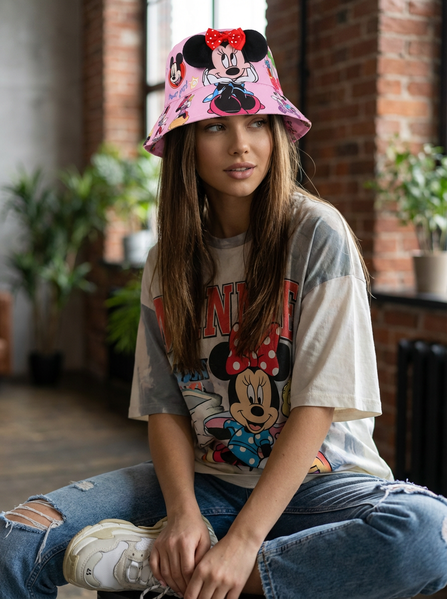 Disney Minnie Mouse Girls’ Pink Sun Bucket Hat