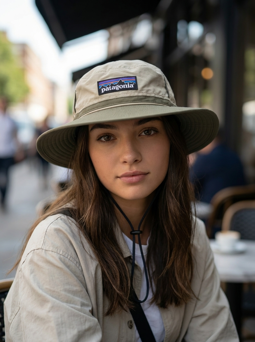Patagonia Beige Wide-Brim Sun Chin Strap Adjustable Hat