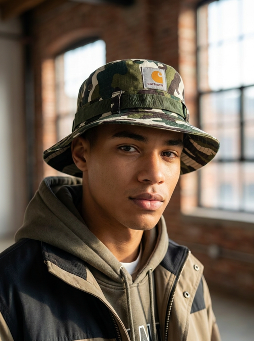 Carhartt Green Camouflage Ripstop Boonie Sun Bucket Hat