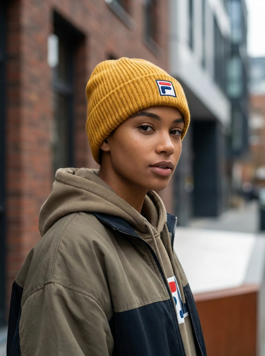 Fila Mustard Ribbed Unisex Knit Beanie
