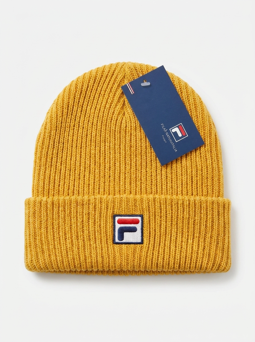Fila Mustard Ribbed Unisex Knit Beanie