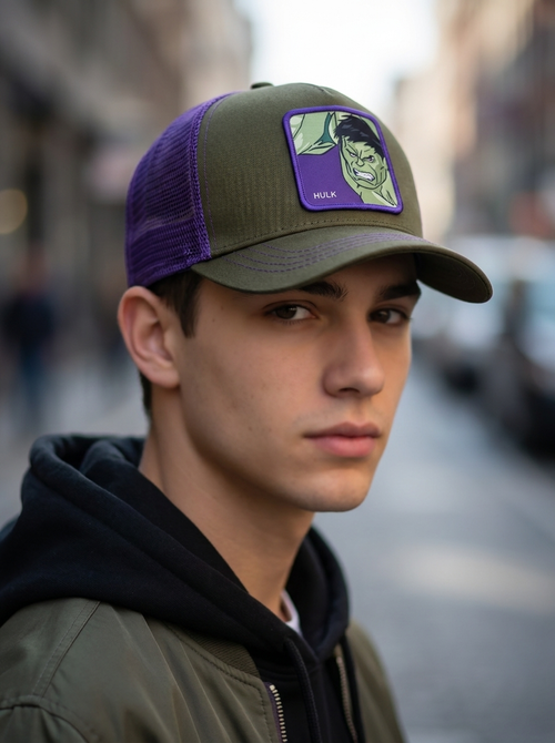 Capslab Hulk Marvel Edition Olive/Purple Trucker Hat