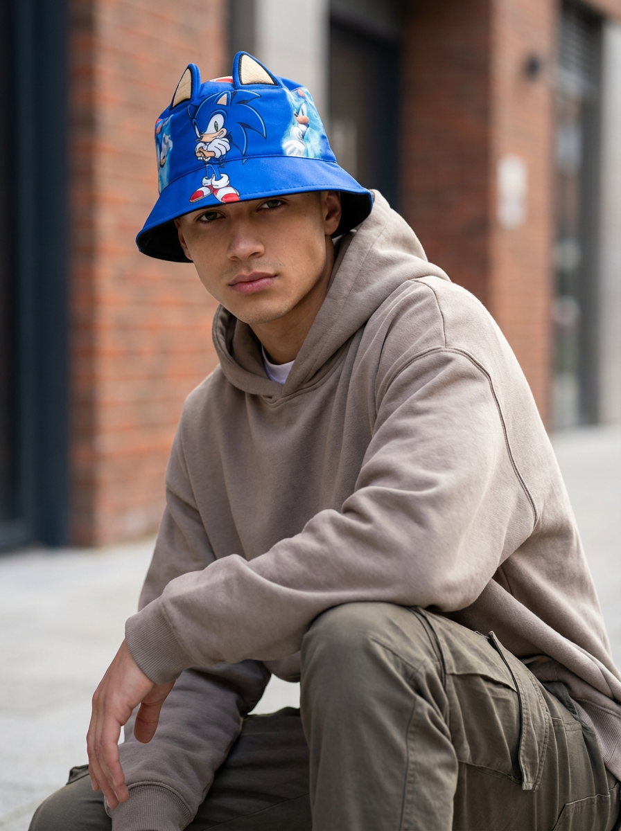 SEGA Sonic Hedgehog 3D Ear Character Bucket Hat