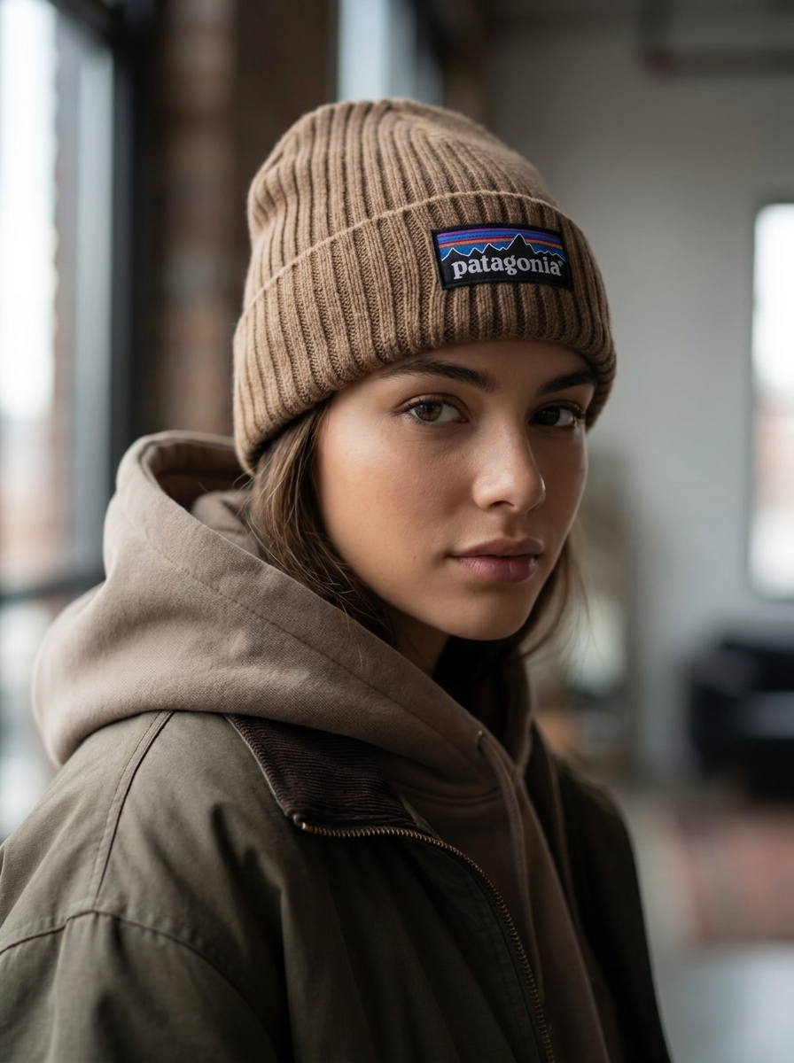 Patagonia Brown Fishermans Rolled Beanie