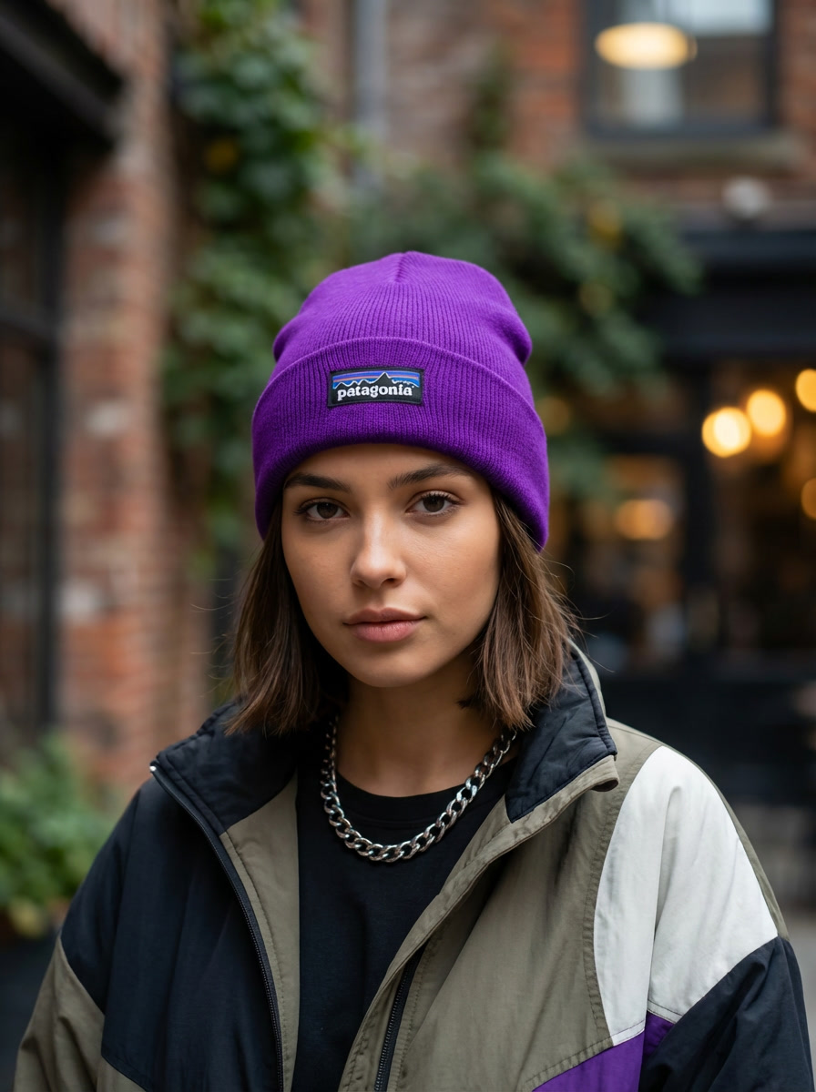 Patagonia Fisherman's Vibrant Purple Rolled Beanie