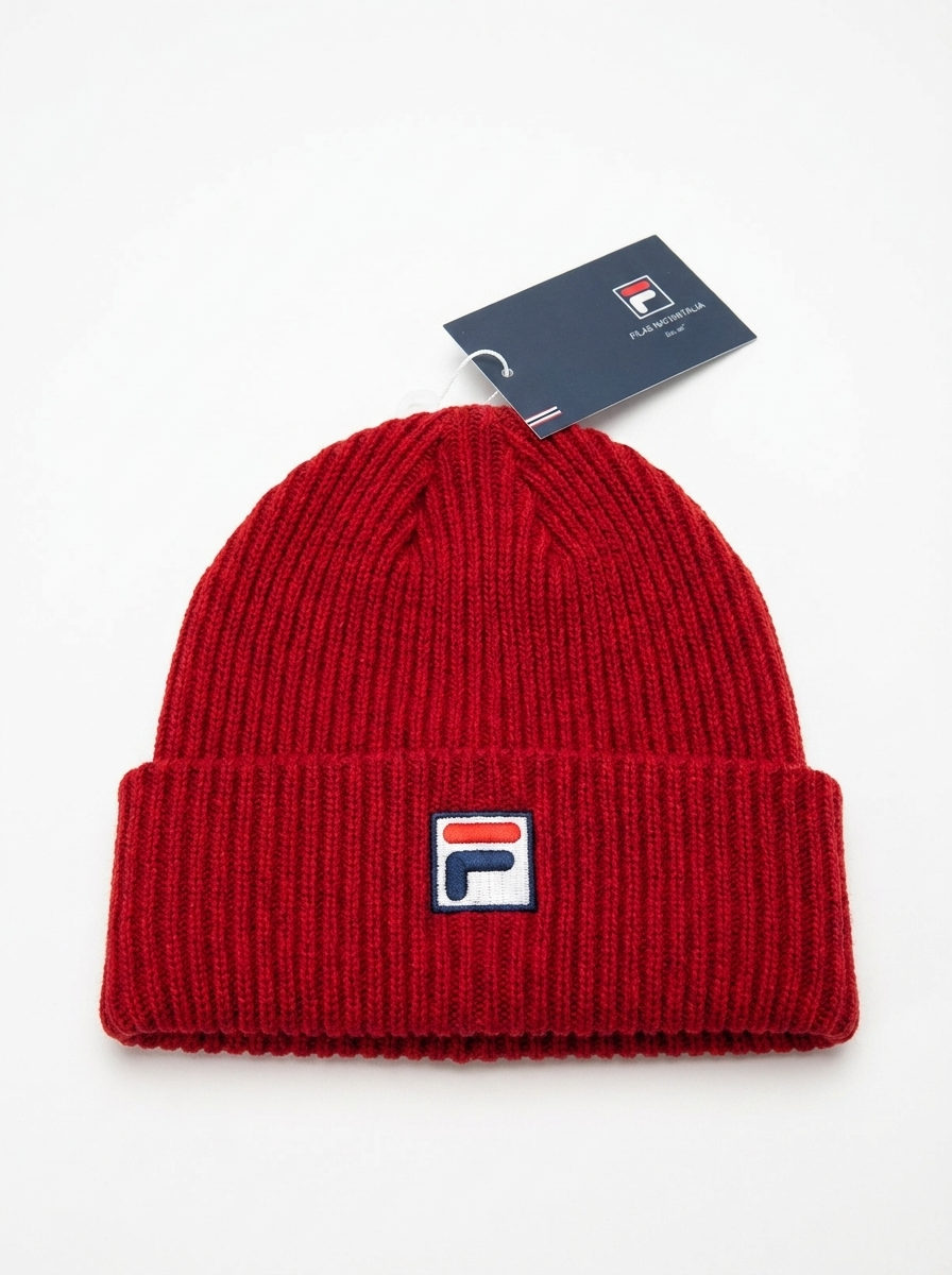 Fila Red Heritage Unisex Ribbed Knit Beanie