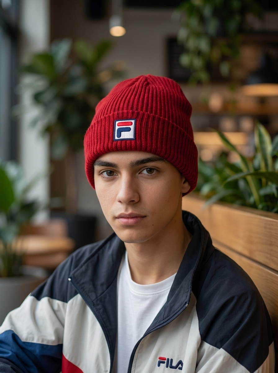 Fila Red Heritage Unisex Ribbed Knit Beanie
