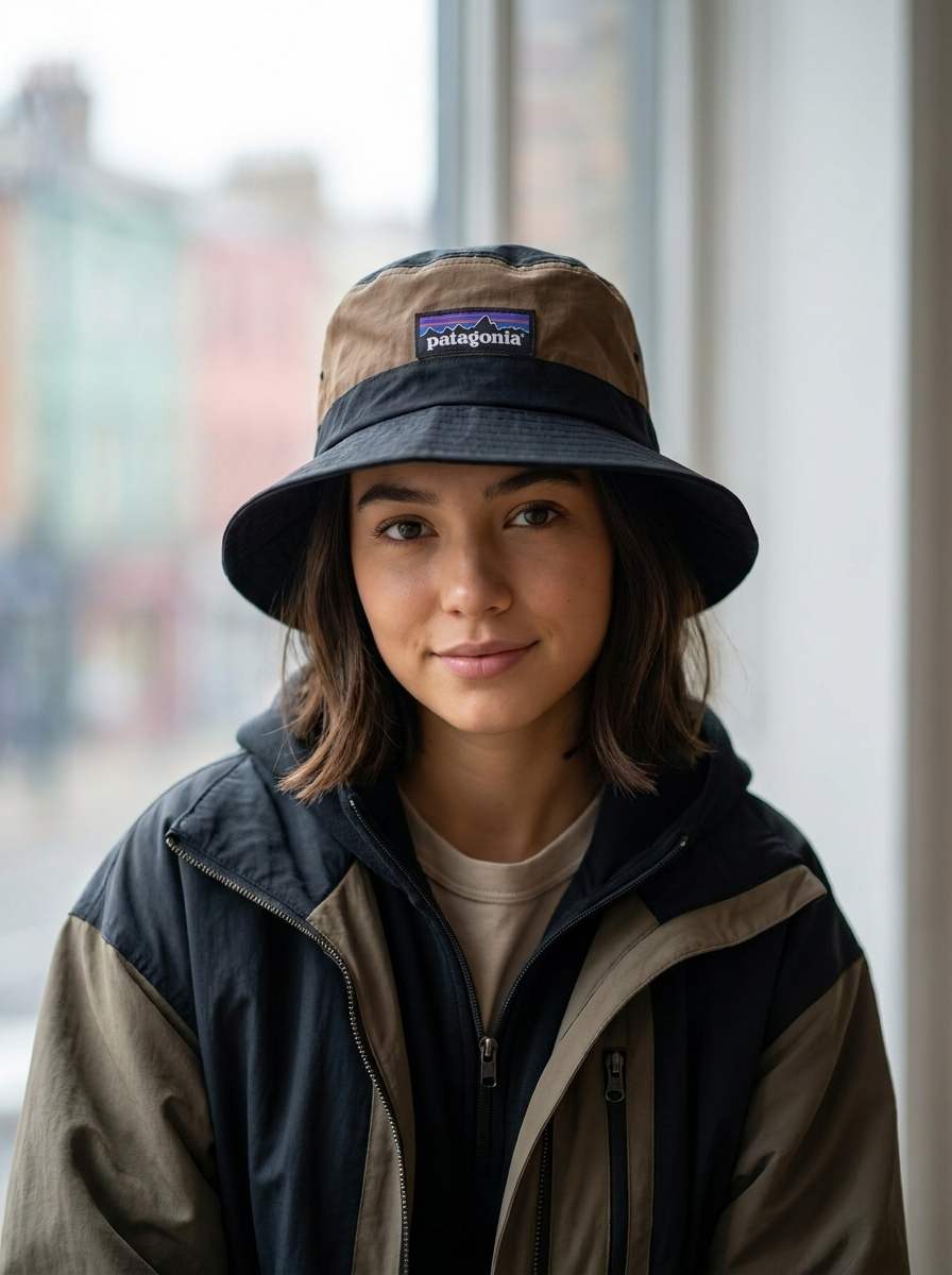 Patagonia Black & Mulch Brown Wavefarer Bucket Hat