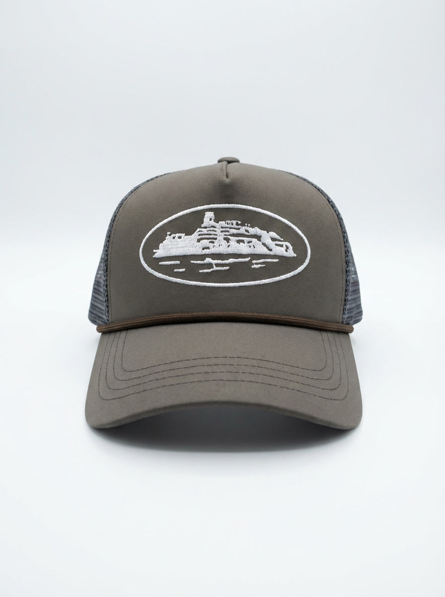 Earth Tone Island Graphic Mesh Trucker Hat