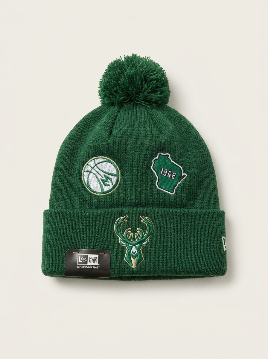 New Era Green Milwaukee Bucks Official Team Beanie