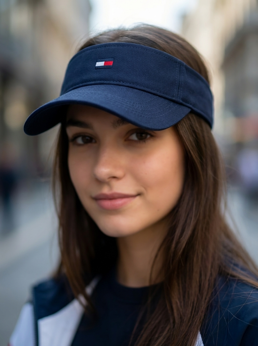Classic Navy Athletic Visor Flag Detail
