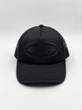 Midnight Horizon Black Foam Mesh Trucker Cap