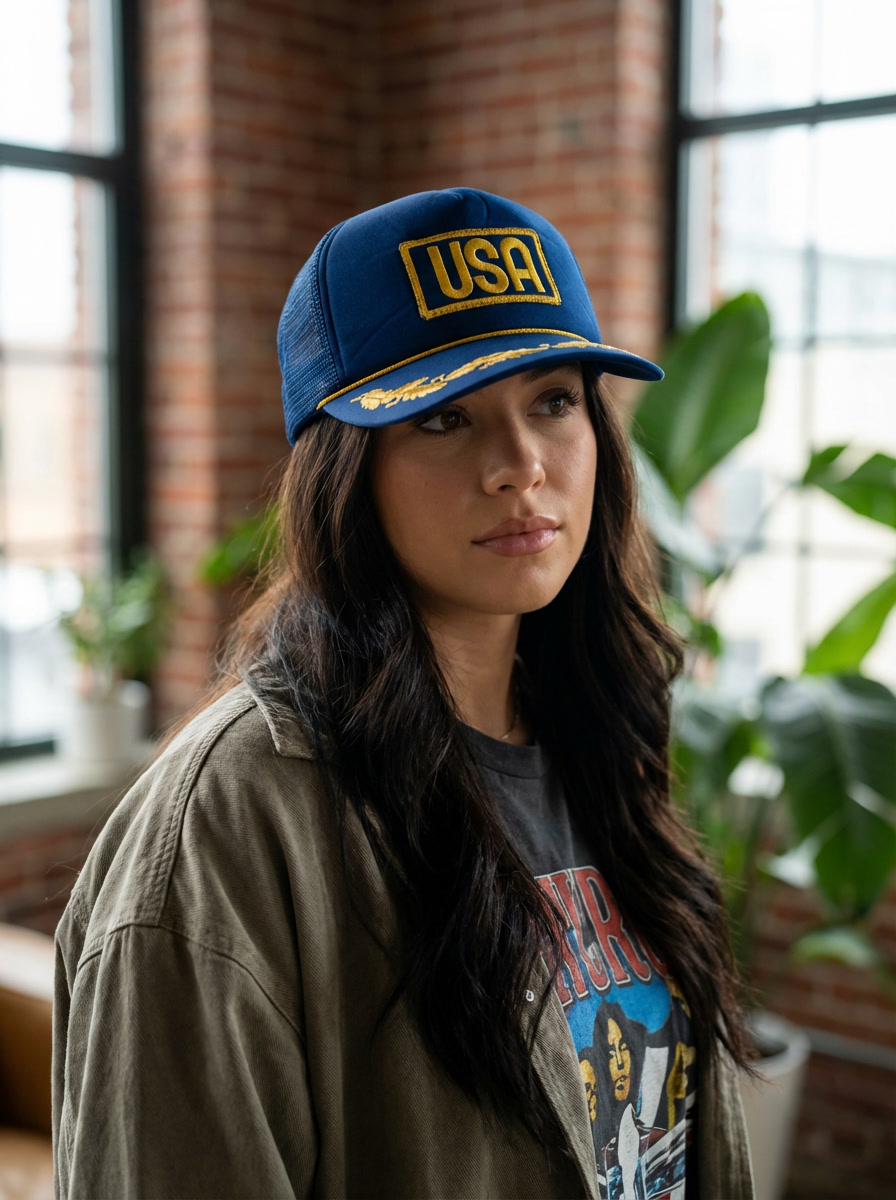 Stateside Heritage Blue USA Embroidered Trucker Hat