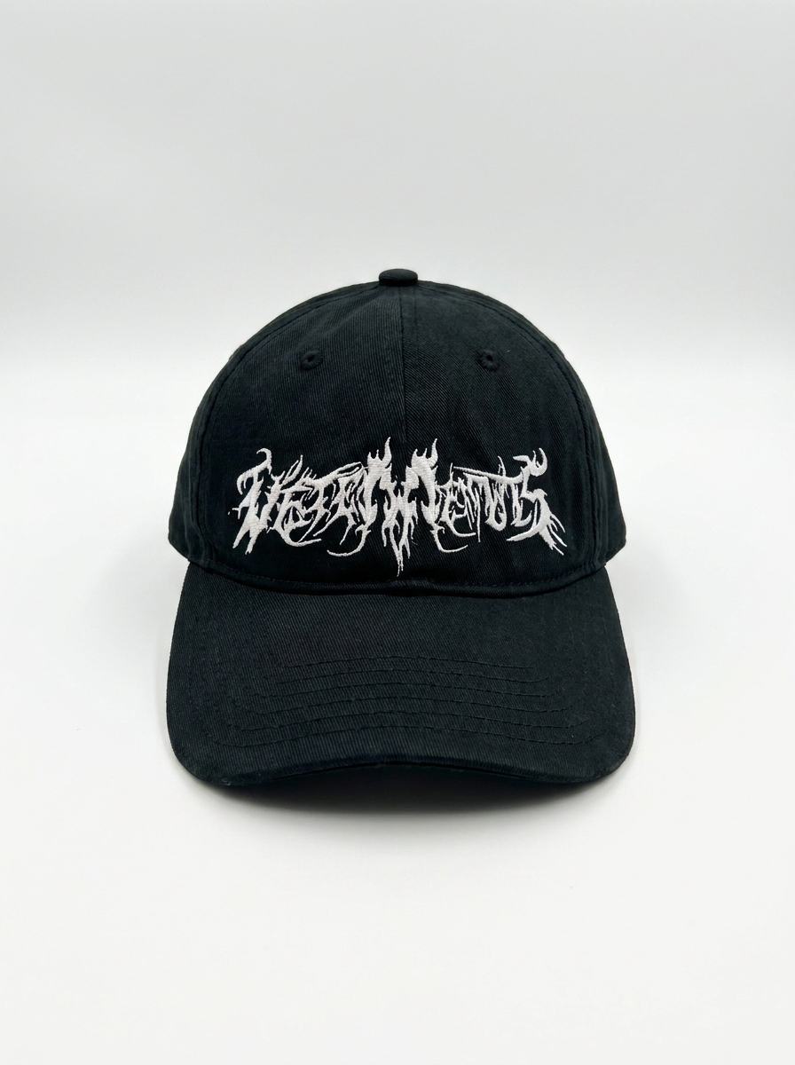 Midnight Black Metalhead Curved Baseball Cap