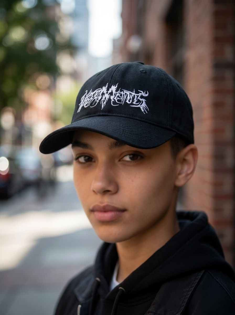 Midnight Black Metalhead Curved Baseball Cap