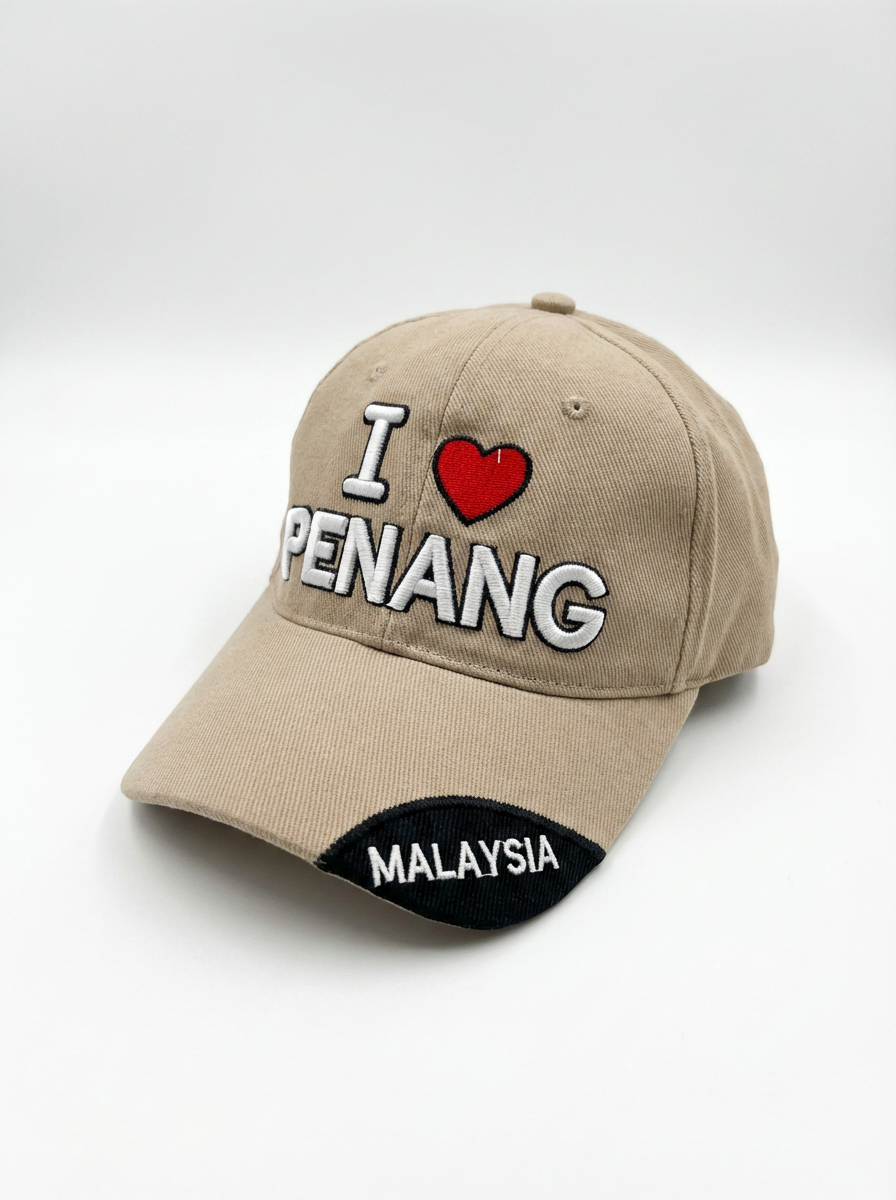 Heritage Penang "I Love Malaysia" Khaki Baseball Cap