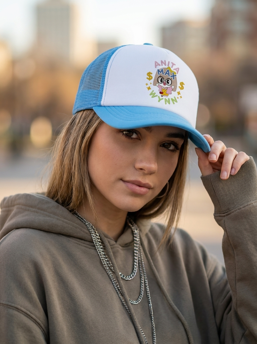 Anita Max Wynn Signature Sky Blue Trucker Hat