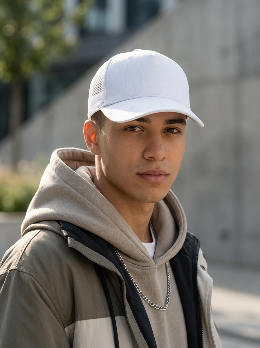 Pure White Breathable Mesh Trucker Hat
