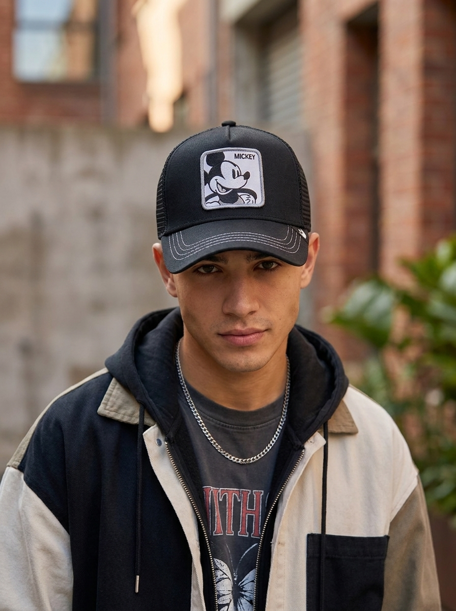 Capslab Goorin Bros Black Mickey Mouse Retro Trucker Cap