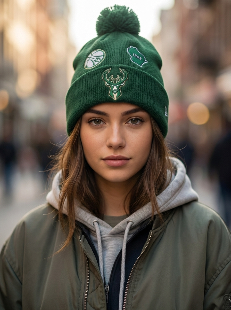 New Era Green Milwaukee Bucks Official Team Beanie