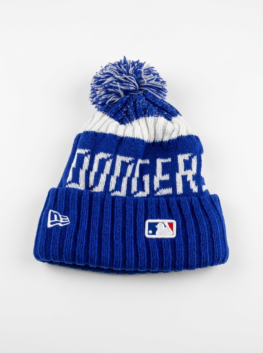 New Era Los Angeles Dodgers Blue Pom Knit Beanie