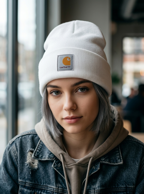 Carhartt Classic White Unisex Knit Beanie Hat