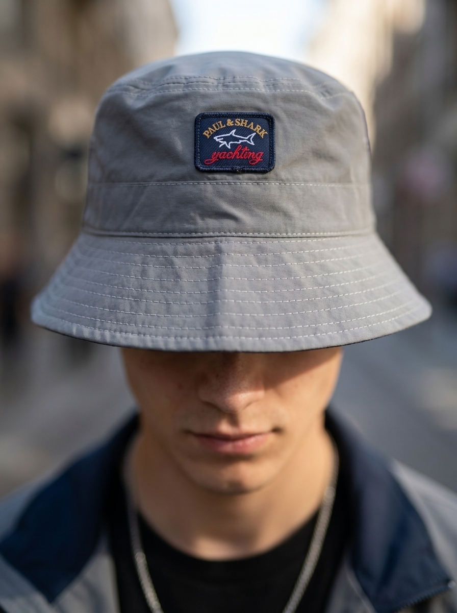 Paul & Shark Heritage Logo Grey Bucket Hat