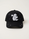 Celestial Flame Embroidered Black Trucker Hat