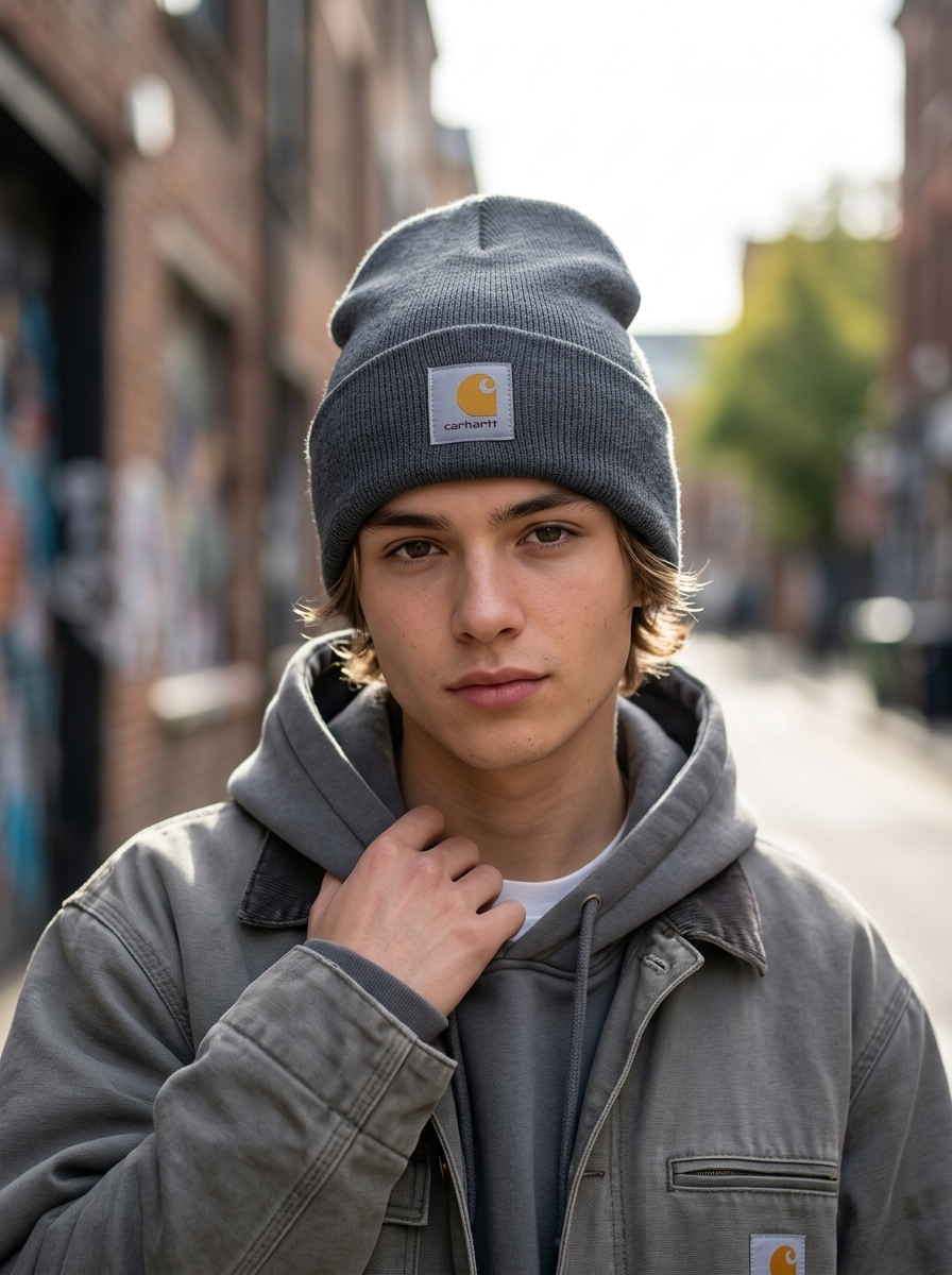 Carhartt Unisex Heather Grey Acrylic Knit Beanie