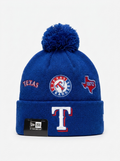 New Era Texas Rangers Blue Pom Knit Beanie