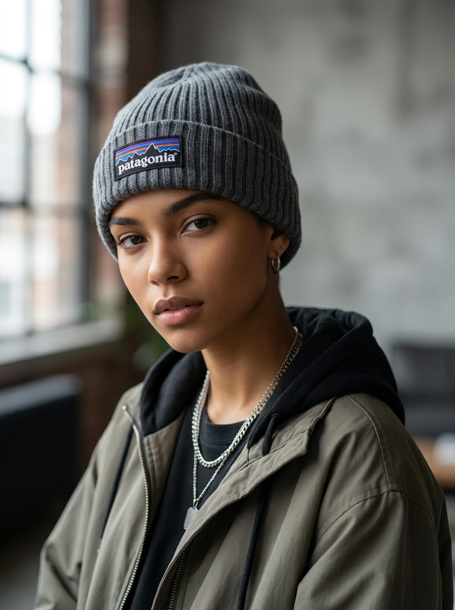 Patagonia Logo Patch Cuffed Knit Beanie