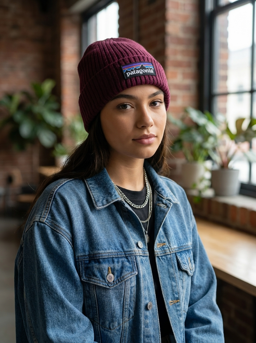 Patagonia Fisherman's Rolled Beanie Dark Burgundy