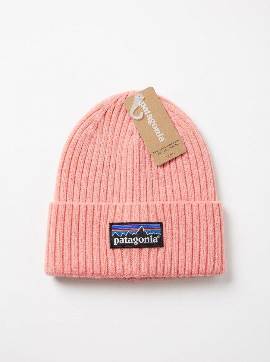Patagonia Rib-Knit Logo Beanie Warm Pink